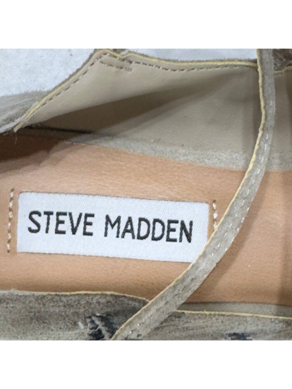 STEVE MADDEN Edggy Shoes Beige Suede Strappy Flats Women’s Size 7.5 - Picture 9 of 12